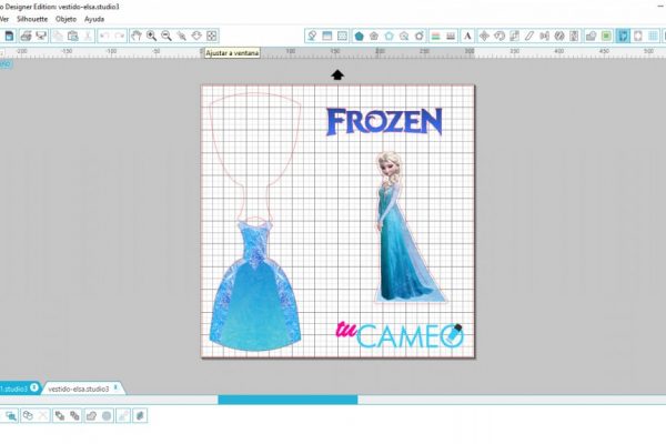 , Vestido Elsa frozen listo para cameo silhouette