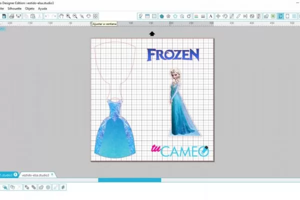 , Vestido Elsa frozen listo para cameo silhouette