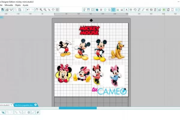 , Mickey y Mimi mouse listo para cortar con silhouette cameo