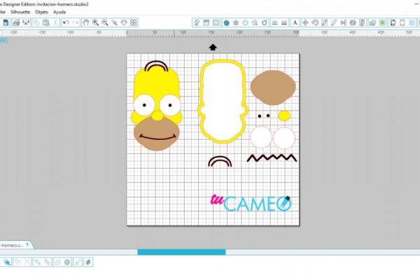 , Invitación Homero simpsons lista para silhouette studio