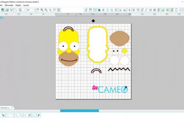 , Invitación Homero simpsons lista para silhouette studio