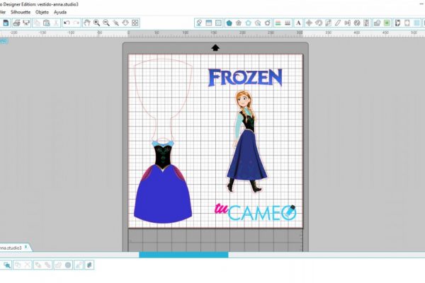 , Invitación tipo vestido anna frozen cameo silhouette