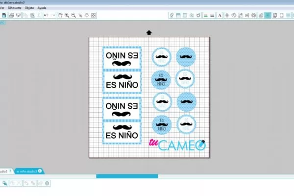 , stickers baby shower bigote para silhouette studio