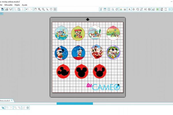 , Esferas navideñas mickey print and cut para silhouette cameo