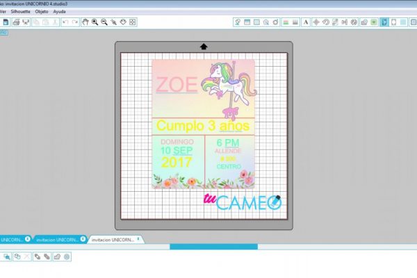 , INVITACION UNICORNIO 2 PARA SILHOUETTE STUDIO