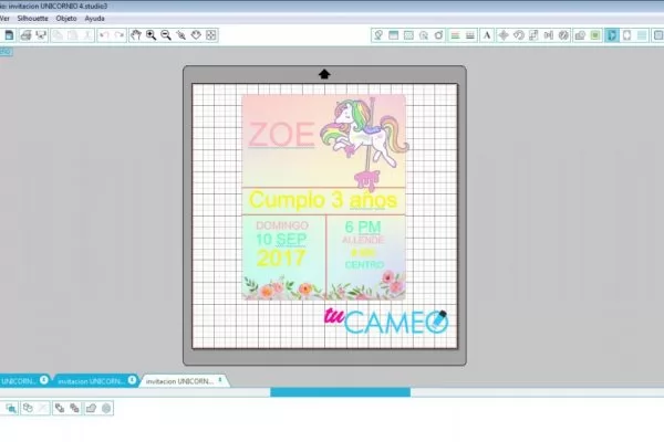 , INVITACION UNICORNIO 2 PARA SILHOUETTE STUDIO