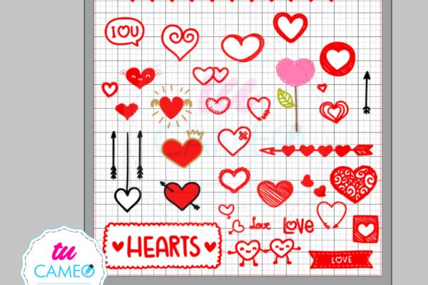 , Corazones listos para silhouette cameo